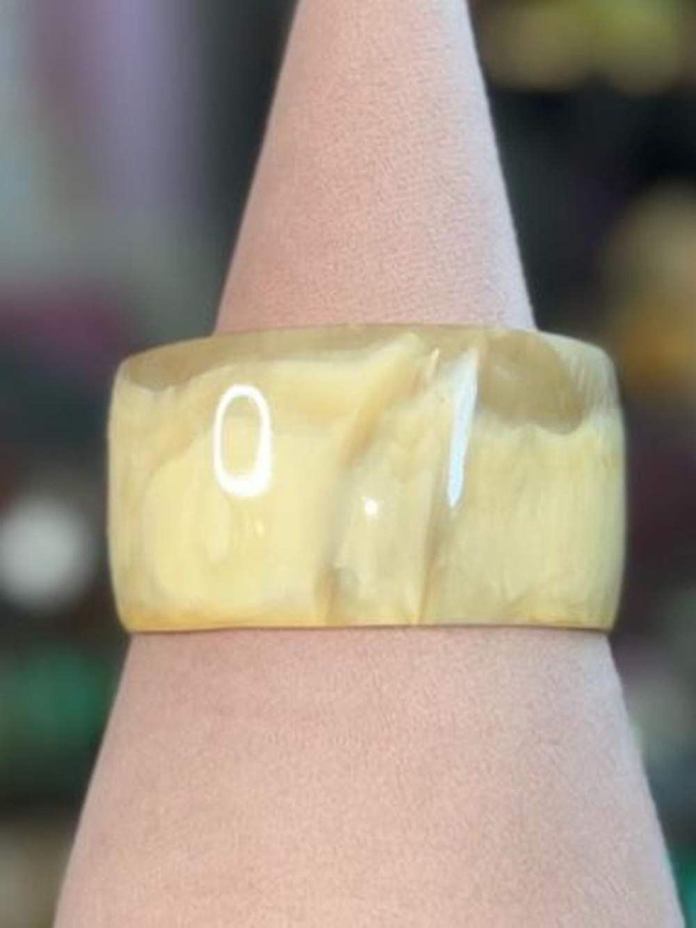 Kenya made Genuine horn bangle bracelet in a cream tan color
